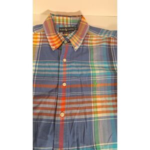 RALPH LAUREN Classic Fit‎ Striped Rainbow Short Sleeve Button Front Men's Large